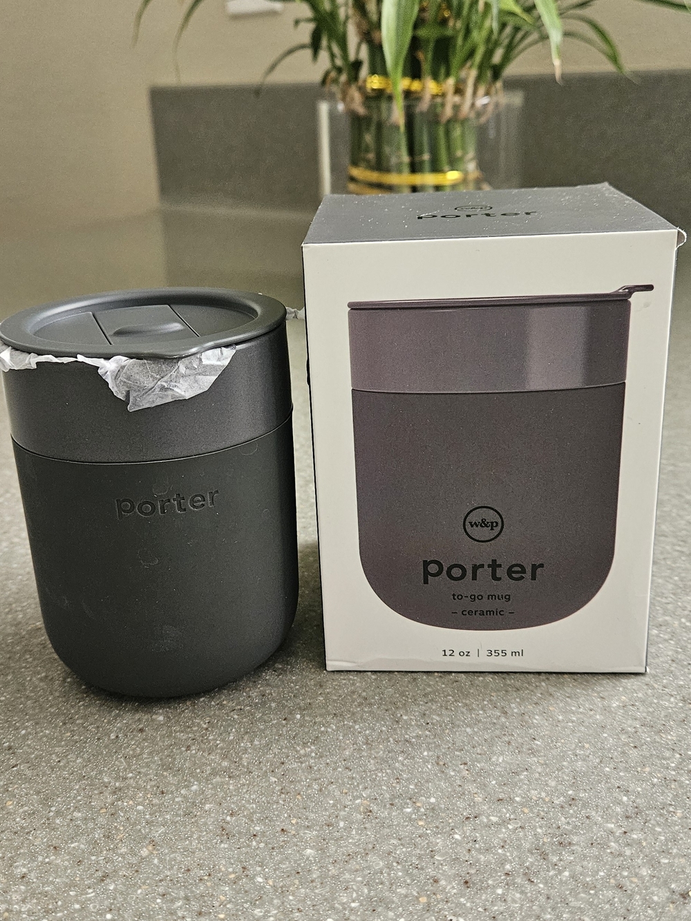 Porter w&p Ceramic To-Go Mug in Matte Charcoal, 12oz